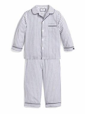 Petite Plume Kid's Twill Pajama Set in Navy French Ticking Size 12 Boy’s Striped